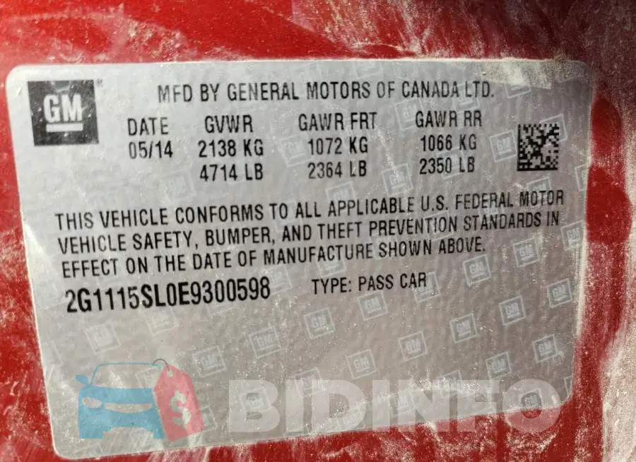 2G1115SL0E9300598 Photo# 10