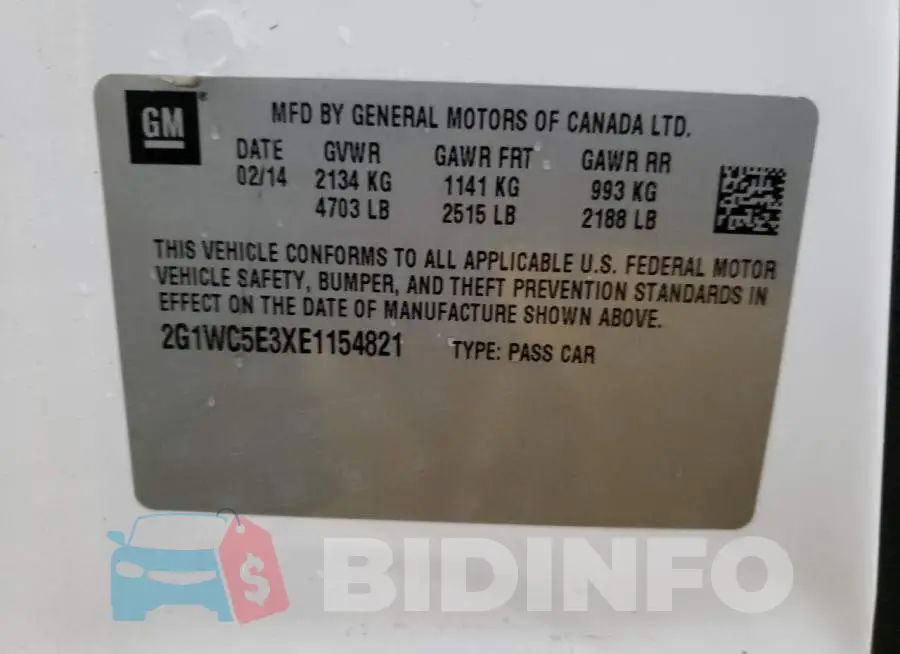 2G1WC5E3XE1154821 Photo# 12