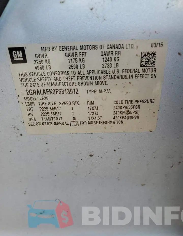 2GNALAEK9F6313972 Photo# 10