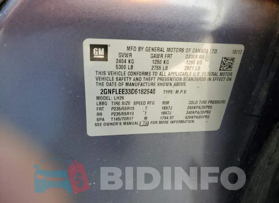 2GNFLEE33D6182640 Photo# 10