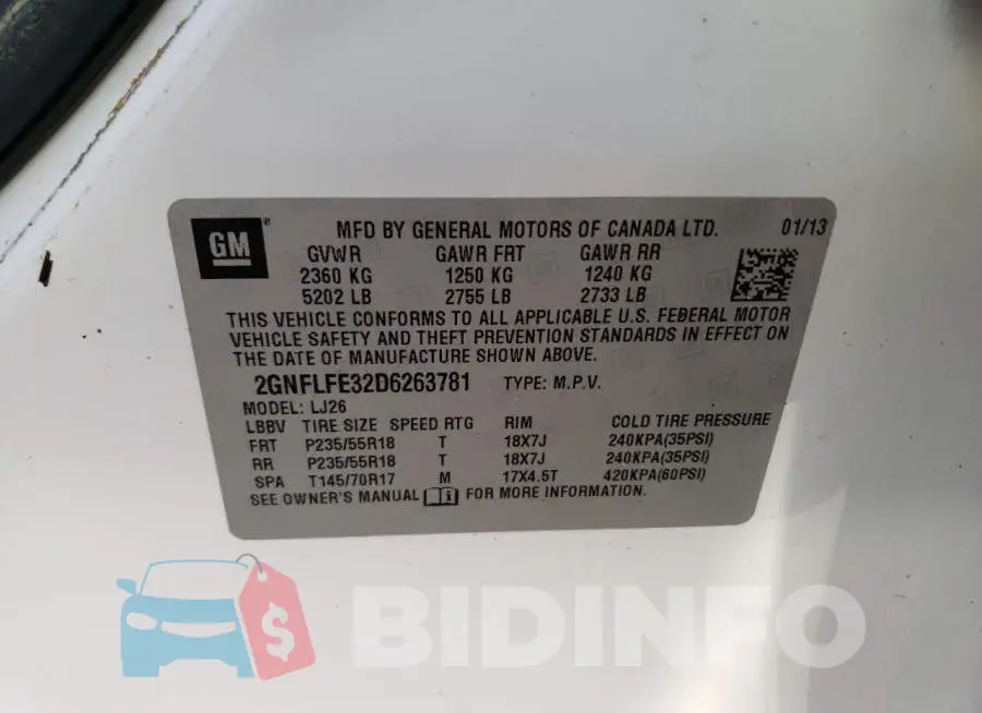 2GNFLFE32D6263781 Photo# 10