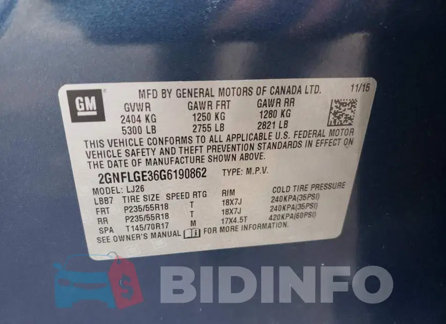 2GNFLGE36G6190862 Photo# 10