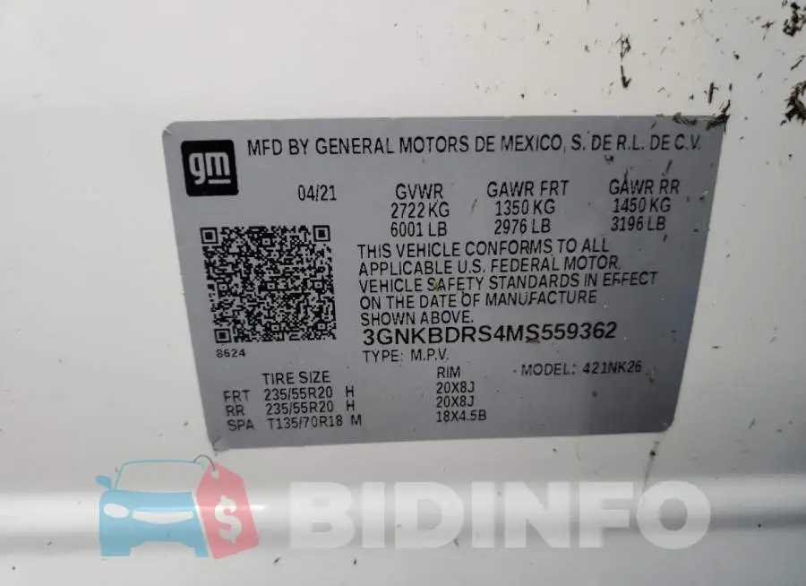 3GNKBDRS4MS559362 Photo# 10