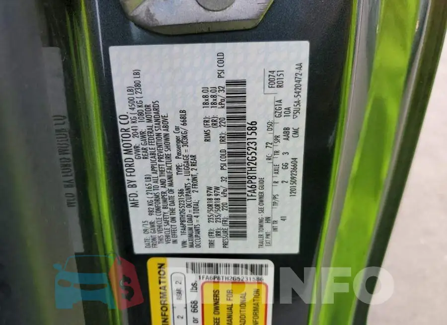 1FA6P8TH2G5231586 Photo# 13