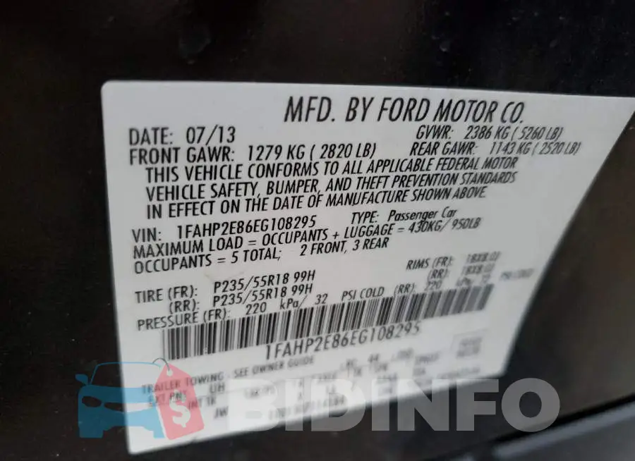 1FAHP2E86EG108295 Photo# 12
