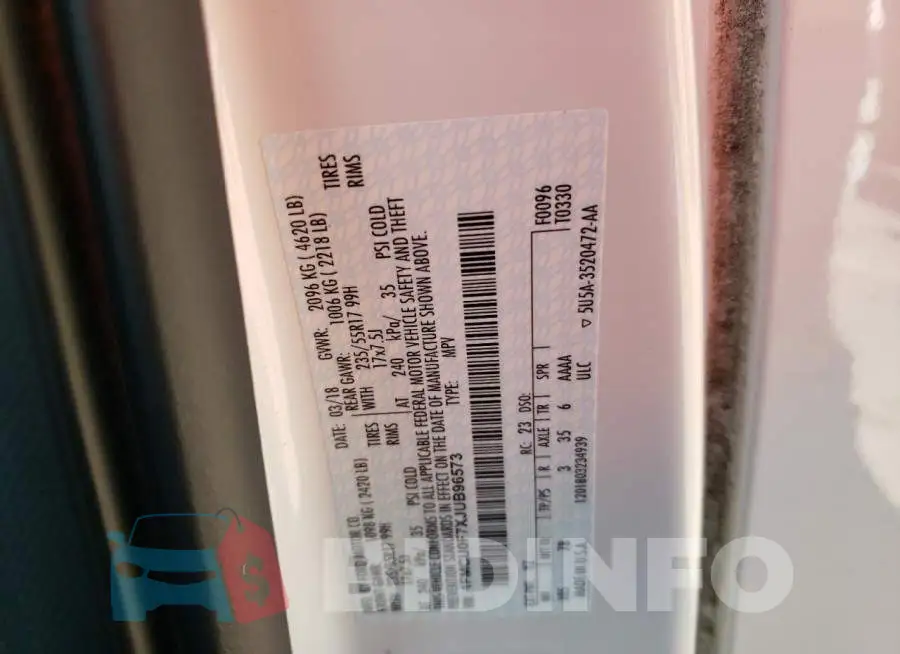 1FMCU0F7XJUB96573 Photo# 10