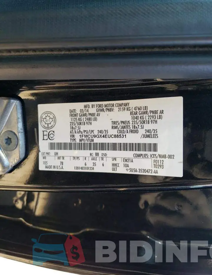 1FMCU9GX4EUC88531 Photo# 13