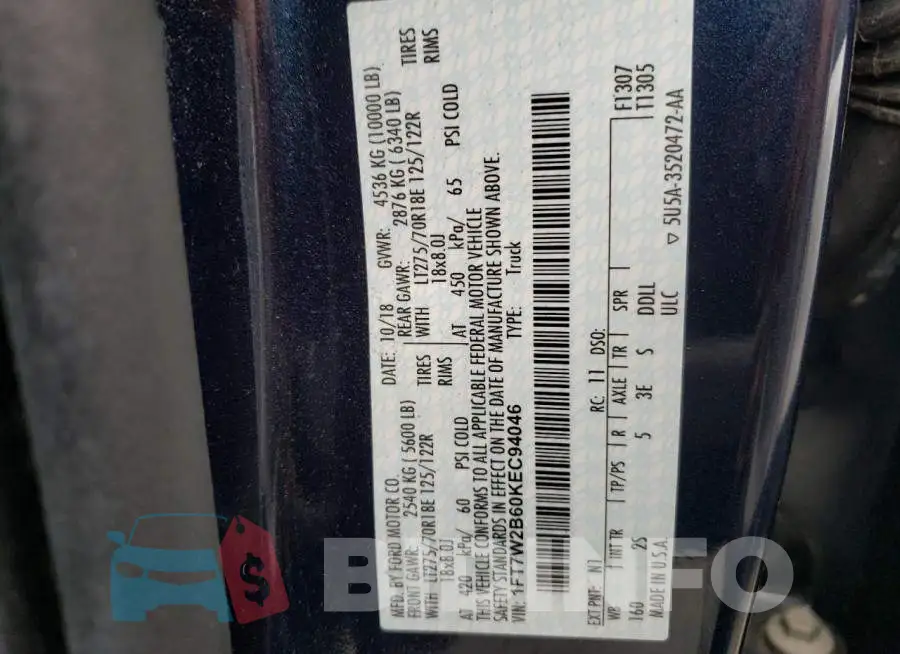 1FT7W2B60KEC94046 Photo# 10