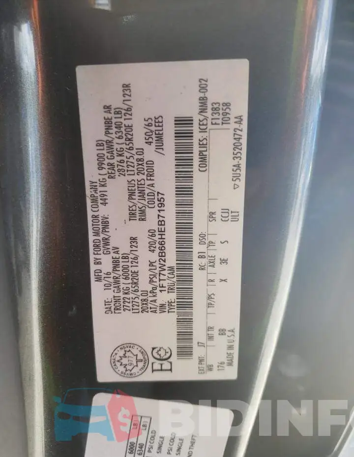 1FT7W2B66HEB71957 Photo# 10