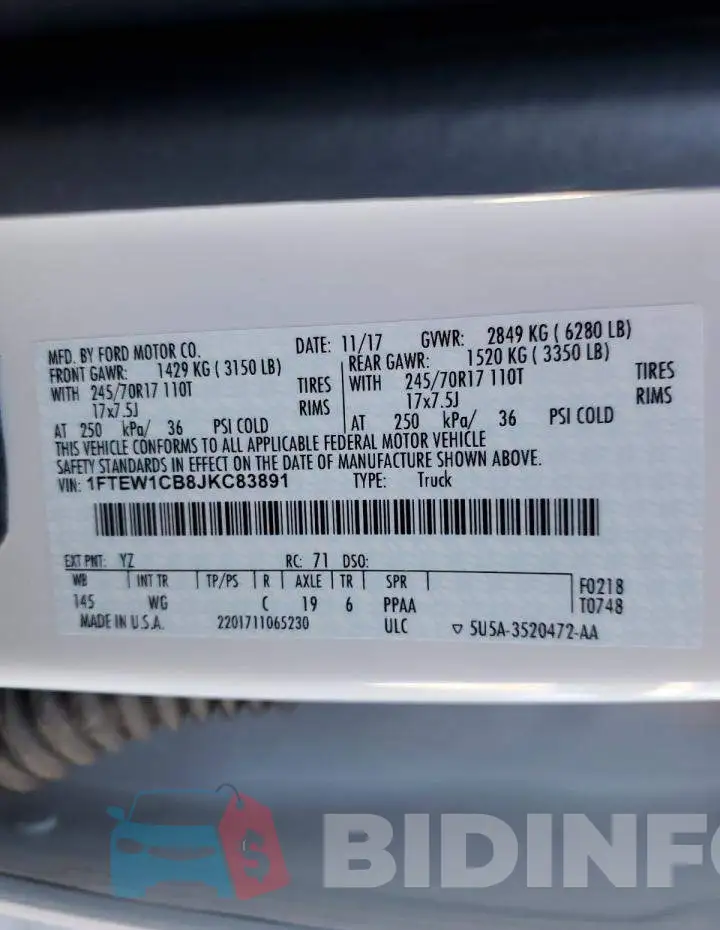 1FTEW1CB8JKC83891 Photo# 13