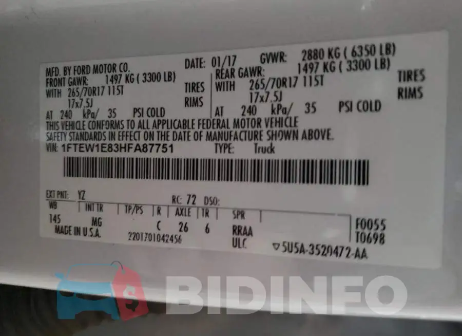 1FTEW1E83HFA87751 Photo# 10