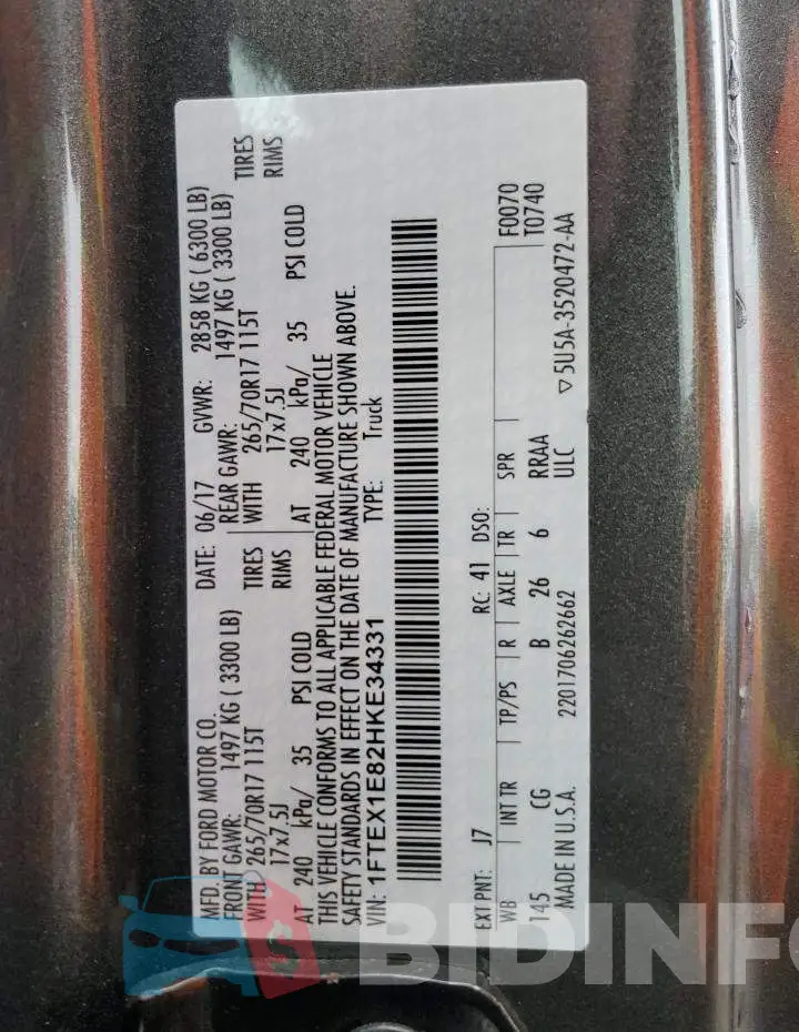 1FTEX1E82HKE34331 Photo# 10