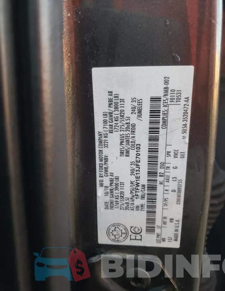 1FTFW1E13JFE70103 Photo# 13