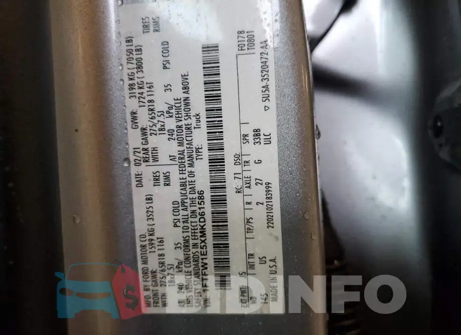 1FTFW1E5XMKD61586 Photo# 13