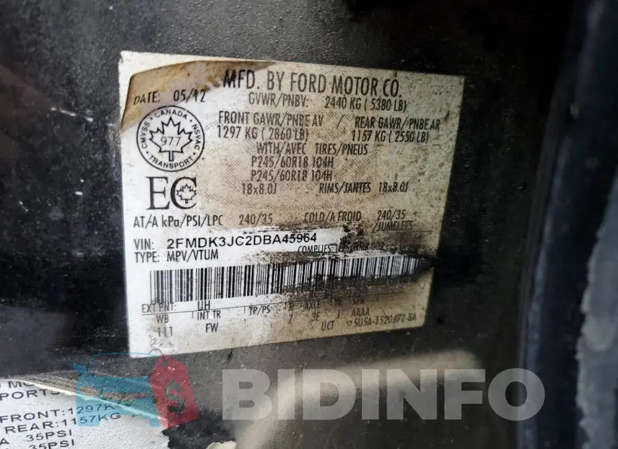 2FMDK3JC2DBA45964 Photo# 14