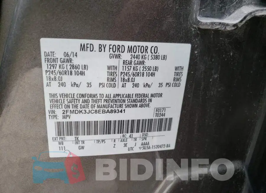 2FMDK3JC8EBA89341 Photo# 10