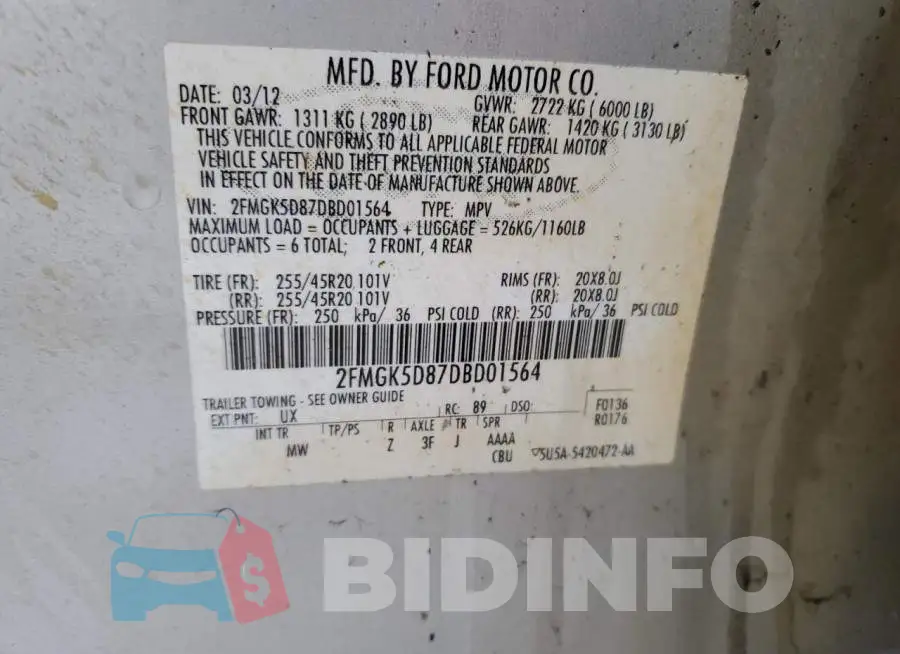 2FMGK5D87DBD01564 Photo# 13