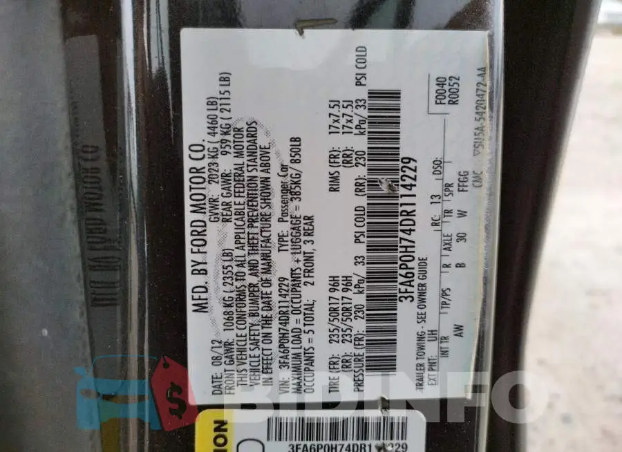 3FA6P0H74DR114229 Photo# 12