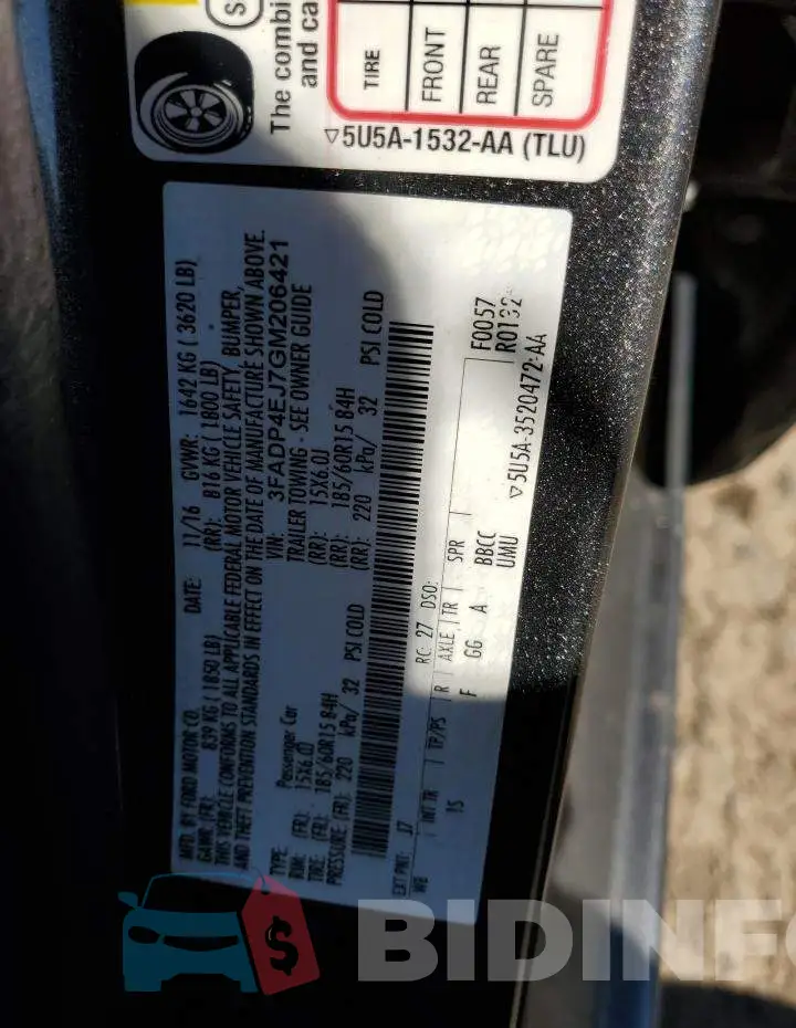 3FADP4EJ7GM206421 Photo# 10