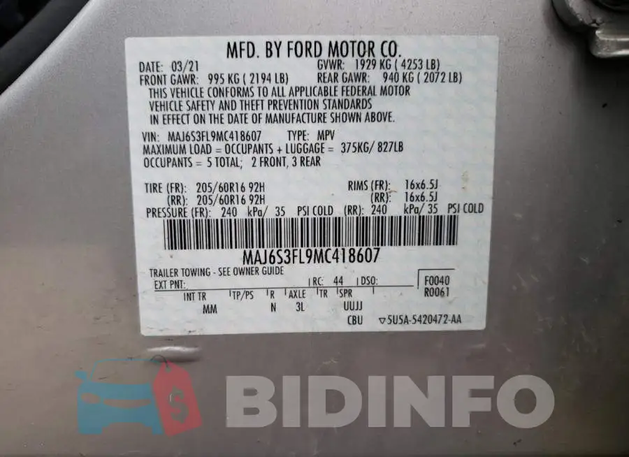 MAJ6S3FL9MC418607 Photo# 13