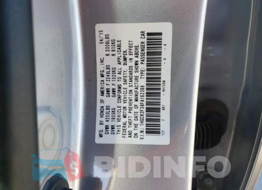 1HGCR2F38FA162396 Photo# 12