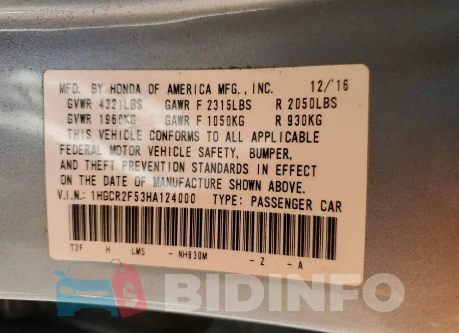 1HGCR2F53HA124000 Photo# 12