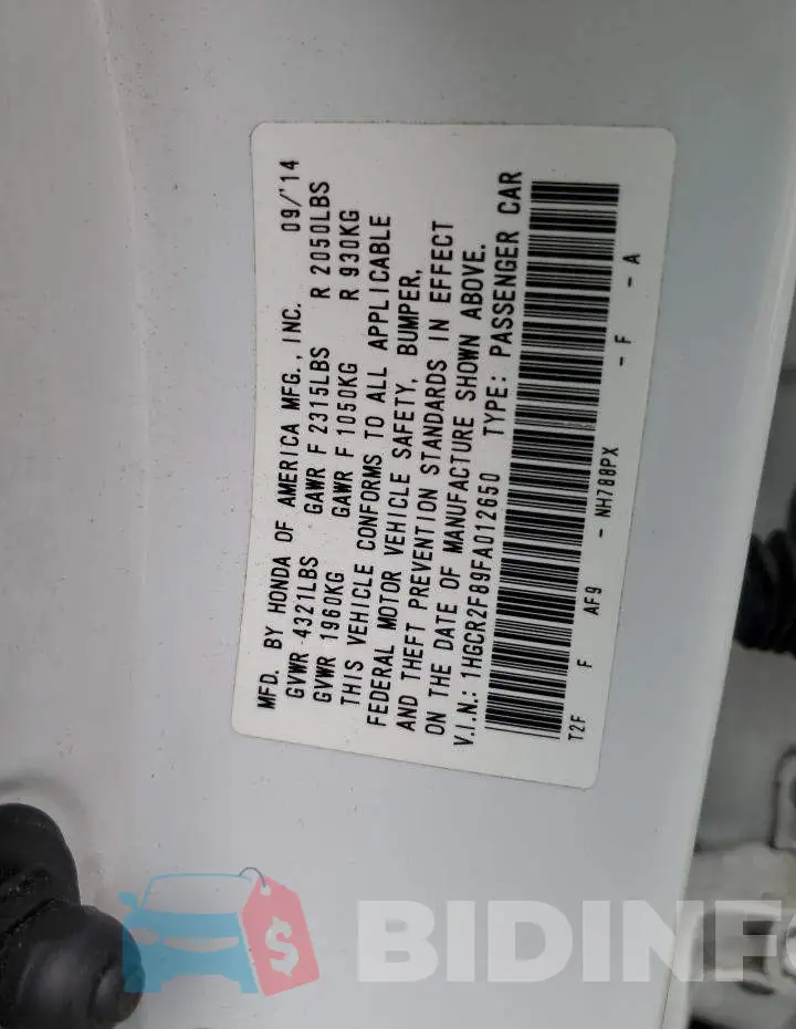 1HGCR2F89FA012650 Photo# 10