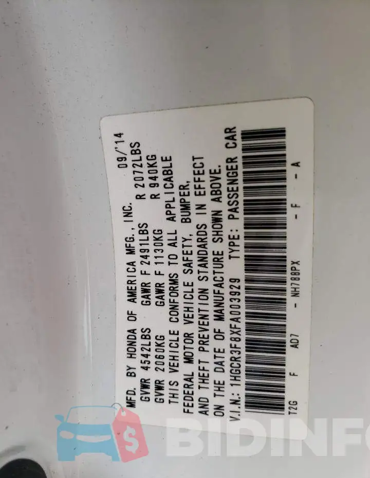 1HGCR3F8XFA003929 Photo# 12