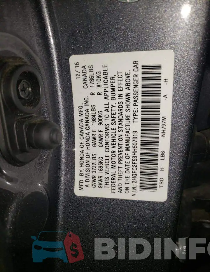 2HGFC2F53HH507919 Photo# 10