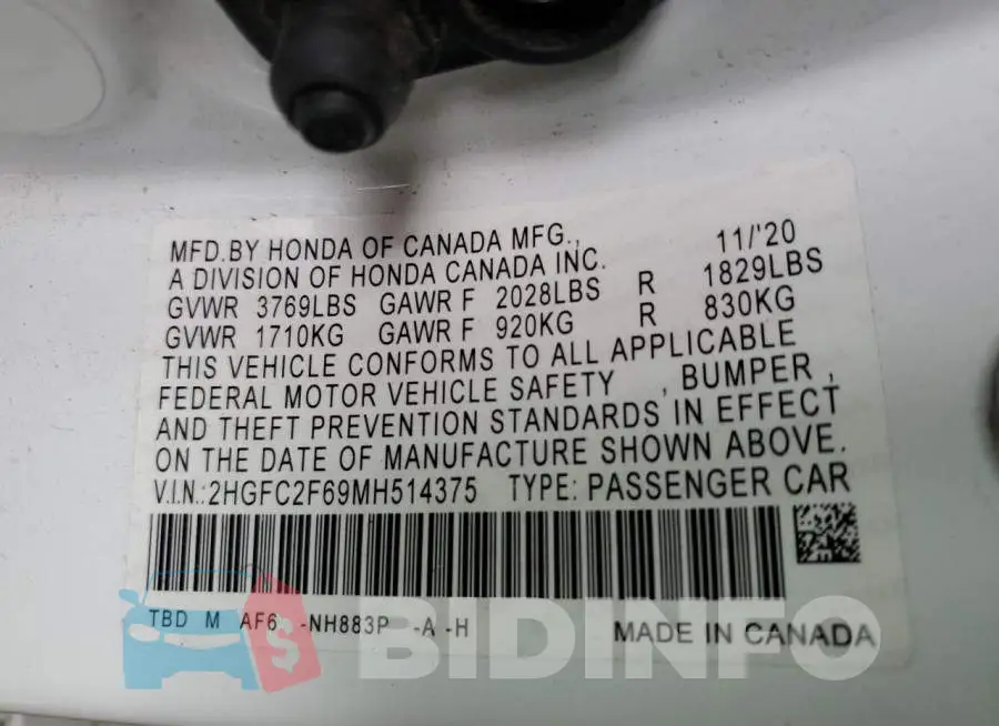 2HGFC2F69MH514375 Photo# 12