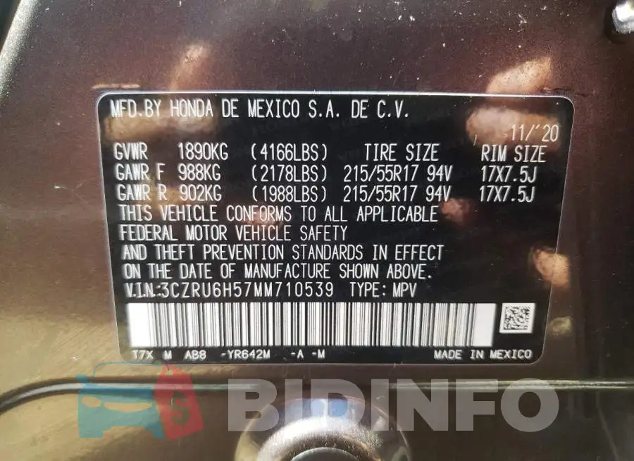 3CZRU6H57MM710539 Photo# 10