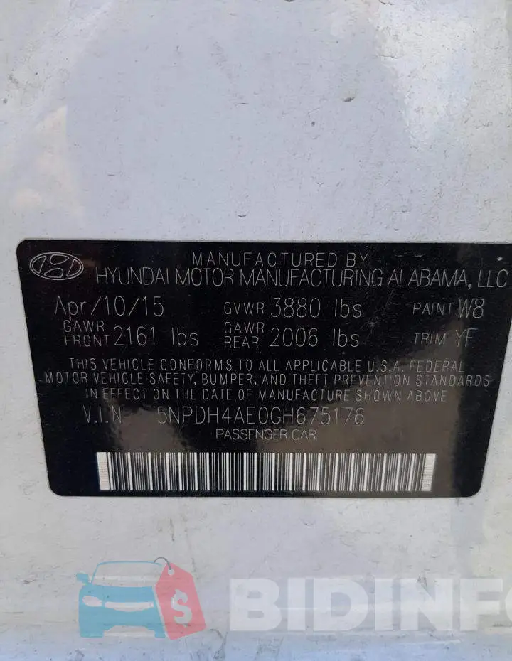 5NPDH4AE0GH675176 Photo# 10