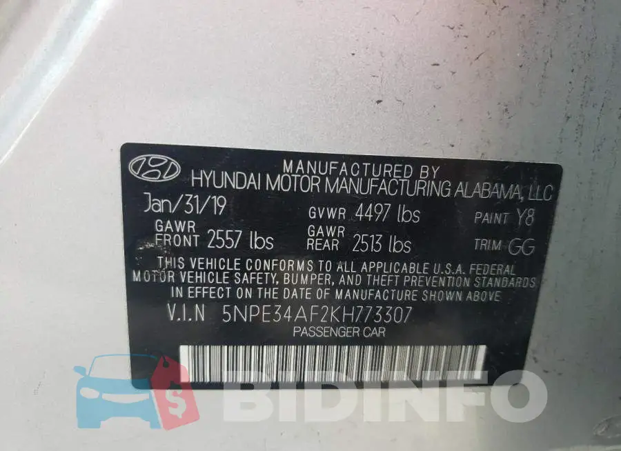 5NPE34AF2KH773307 Photo# 12