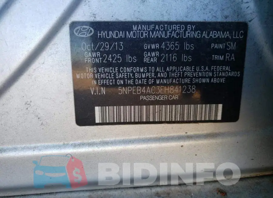 5NPEB4AC3EH841238 Photo# 12