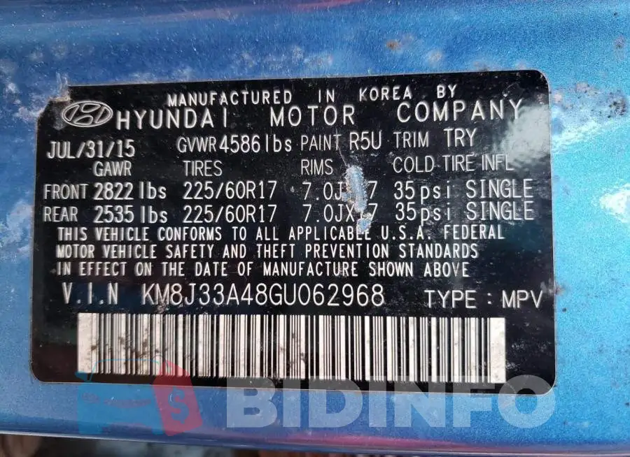 KM8J33A48GU062968 Photo# 10