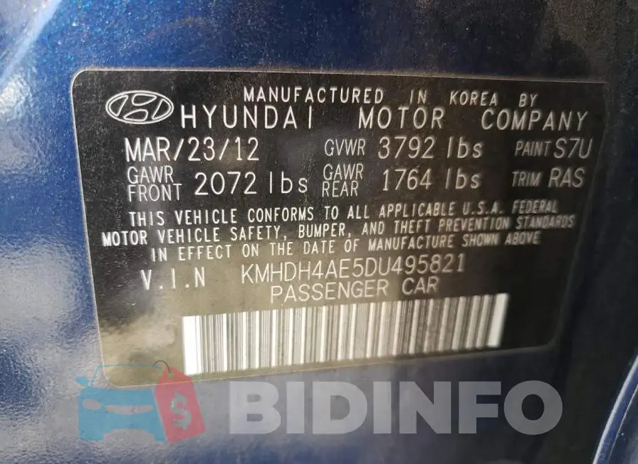 KMHDH4AE5DU495821 Photo# 12