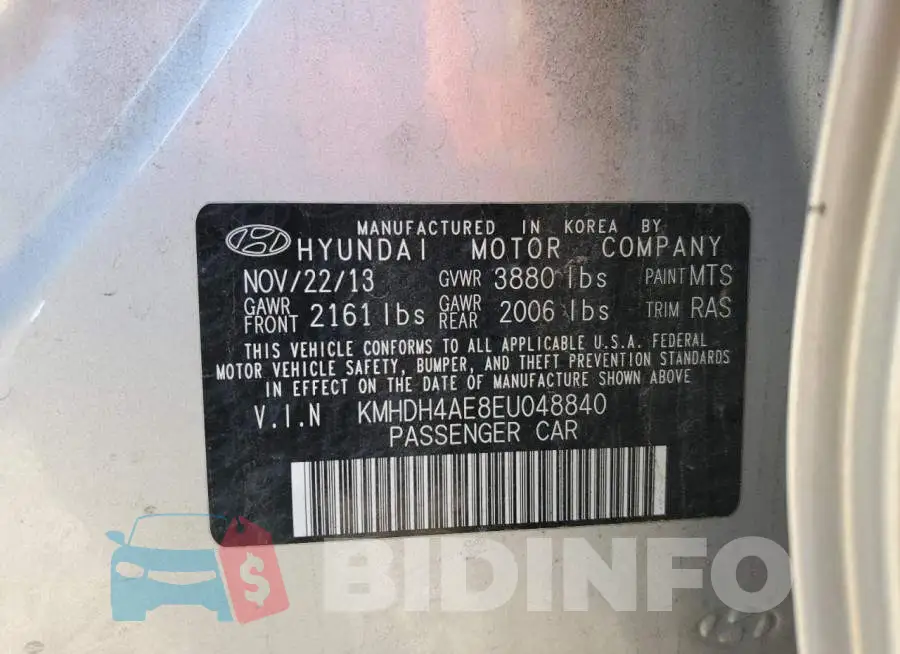 KMHDH4AE8EU048840 Photo# 10