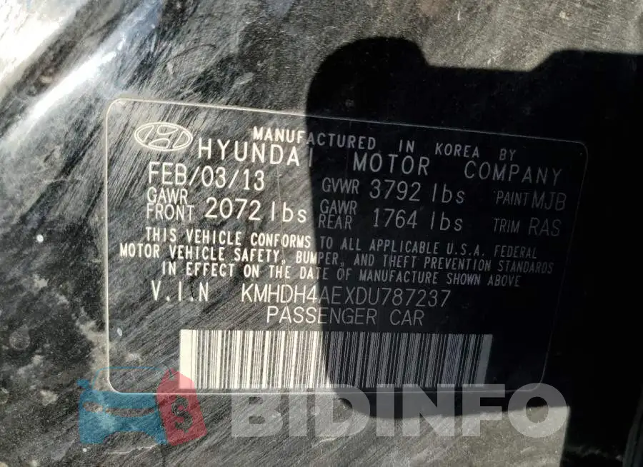 KMHDH4AEXDU787237 Photo# 10