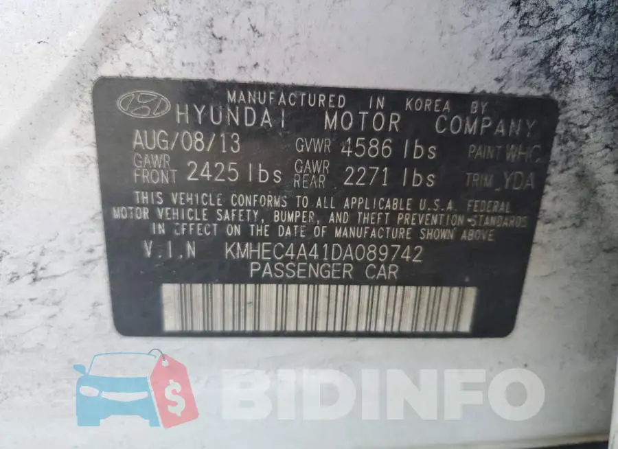KMHEC4A41DA089742 Photo# 12