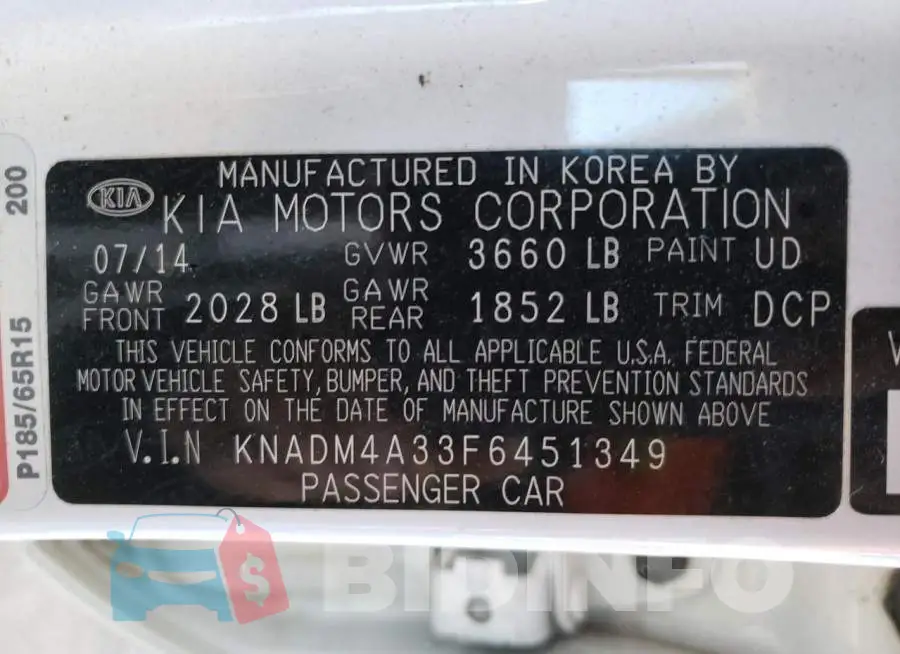 KNADM4A33F6451349 Photo# 12