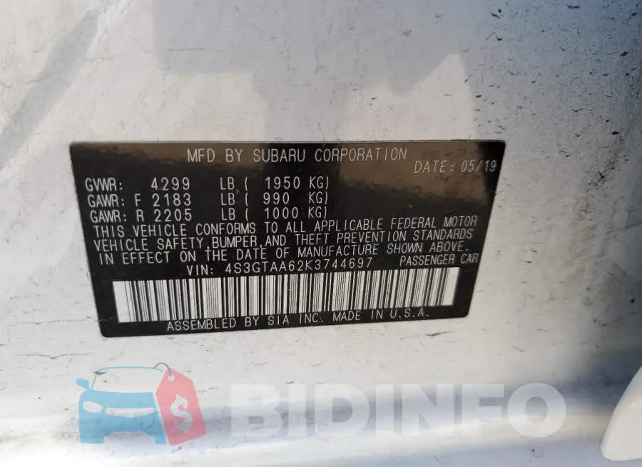 4S3GTAA62K3744697 Photo# 10