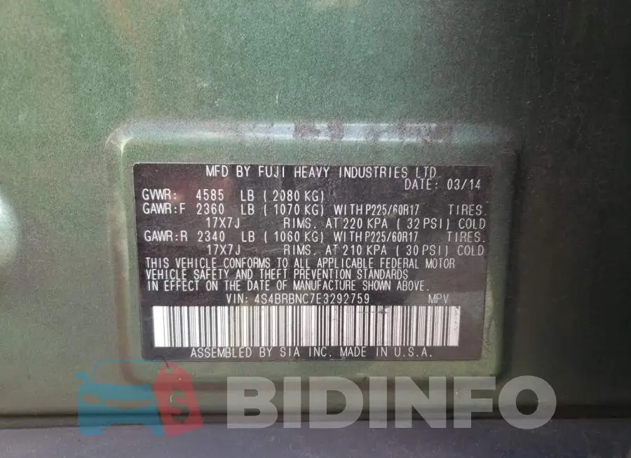 4S4BRBNC7E3292759 Photo# 12