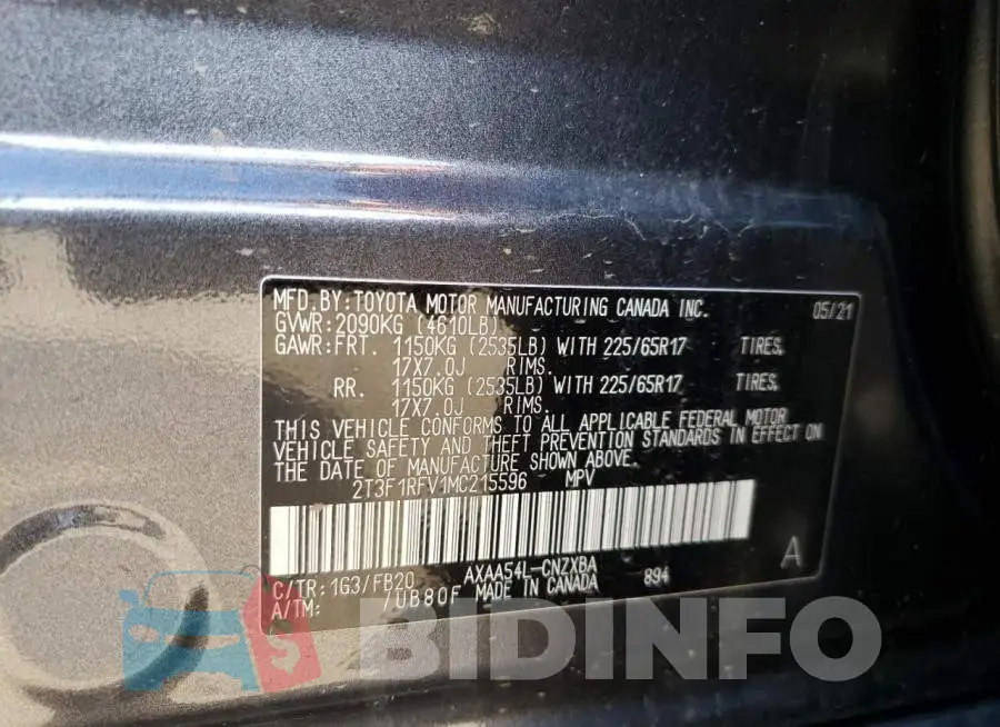 2T3F1RFV1MC215596 Photo# 10