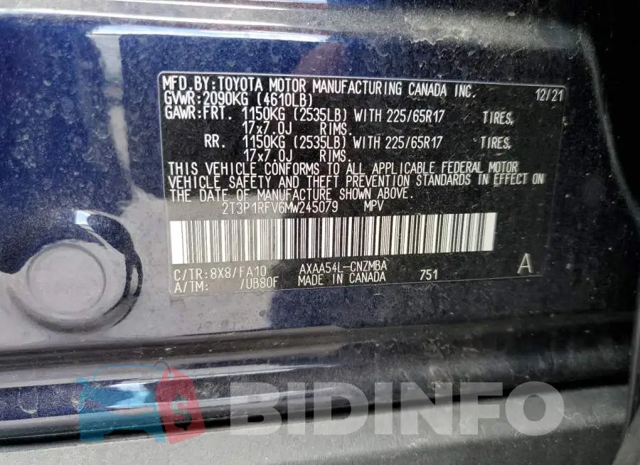 2T3P1RFV6MW245079 Photo# 10