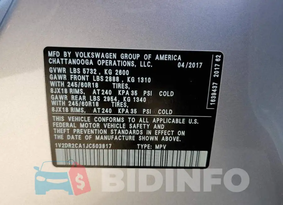 1V2DR2CA1JC503817 Photo# 14