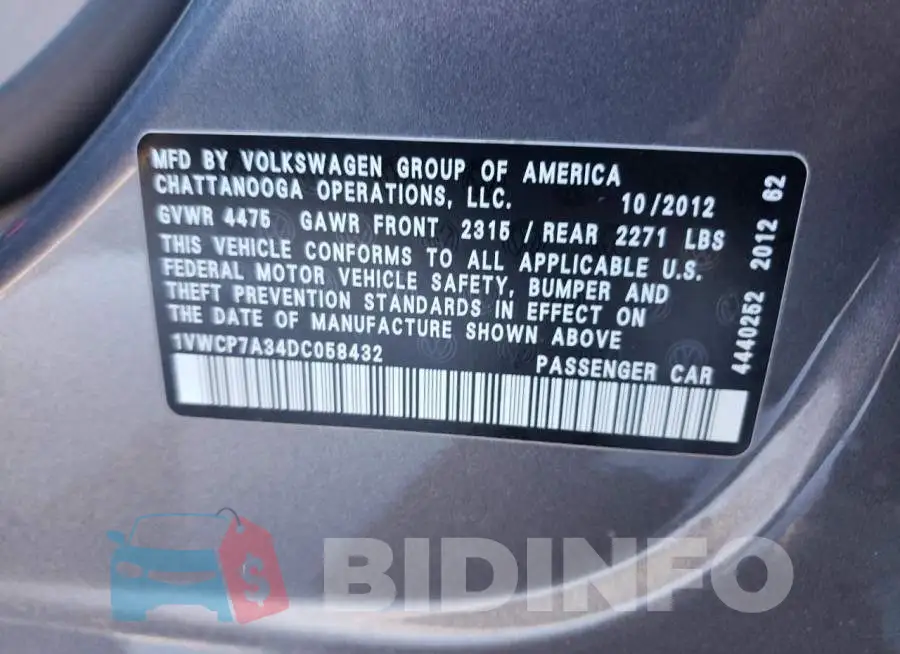 1VWCP7A34DC058432 Photo# 12