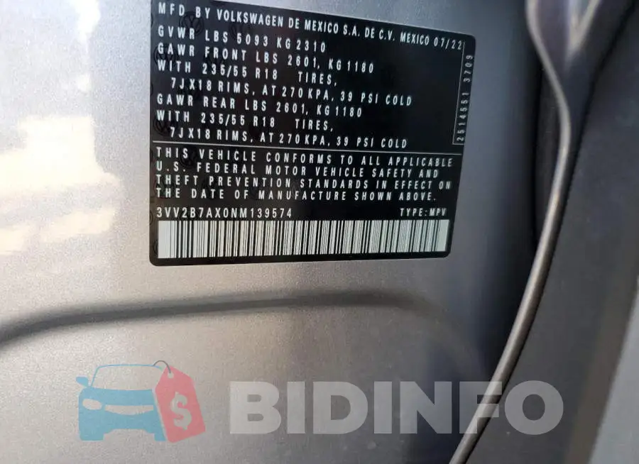 3VV2B7AX0NM139574 Photo# 12