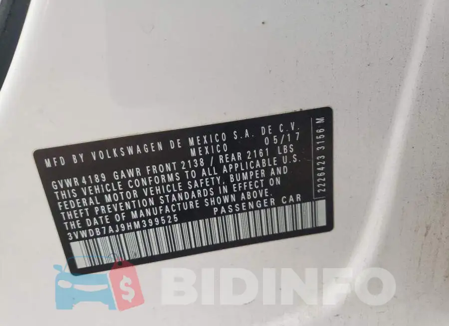 3VWDB7AJ9HM399525 Photo# 12