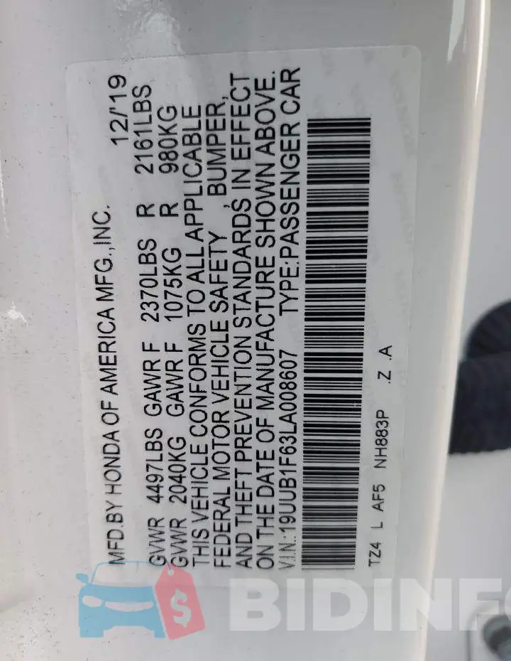 19UUB1F63LA008607 Photo# 10