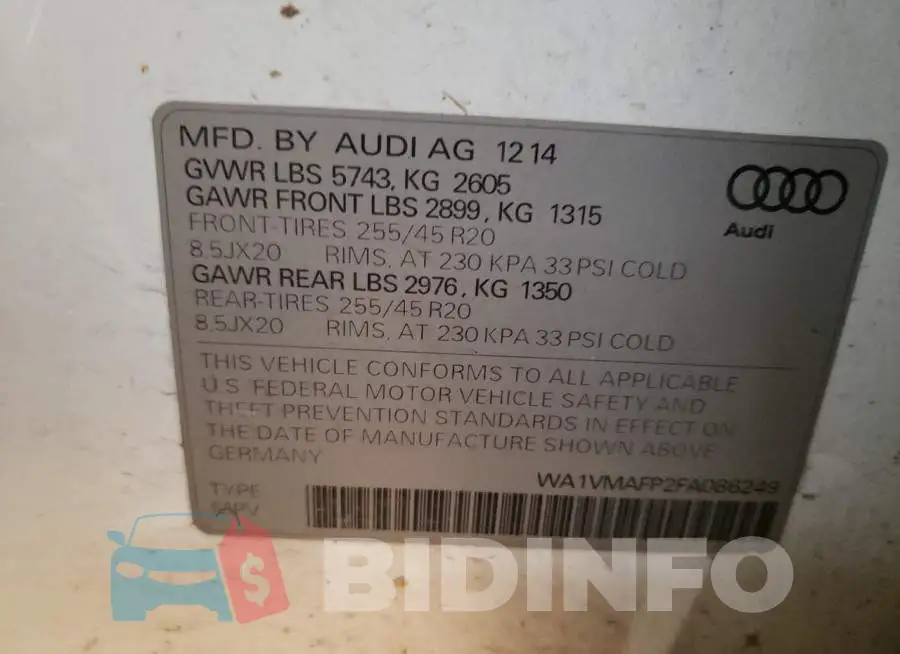 WA1VMAFP2FA086249 Photo# 10